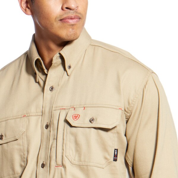 Ariat FR Solid Vent Work Shirt in Khaki